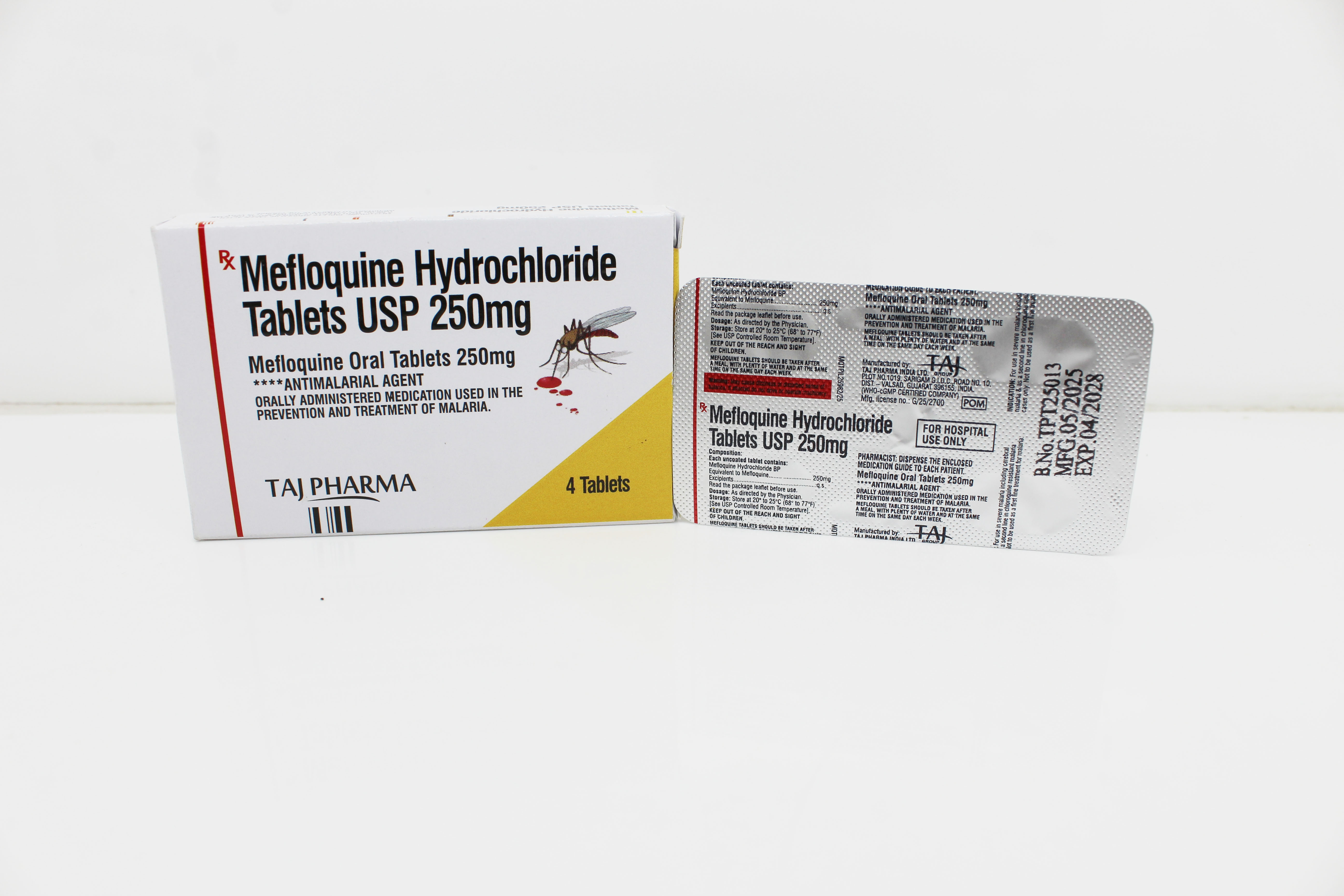 Mefloquine Hydrochloride Tablets 250mg Manufacturer & Suppliers - Network of generic pharmaceutical suppliers by Taj Pharma